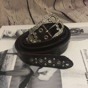 Vintage Buckle Leather Belt XL